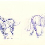 sketch of horses running