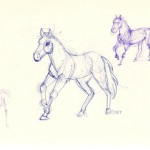 sketch of horses running