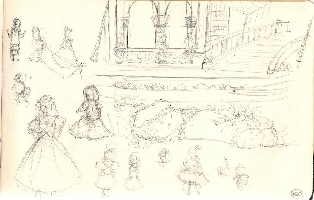 sketches of Disney Princesses at Disneyland