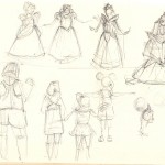 sketches of Disney Princesses at Disneyland