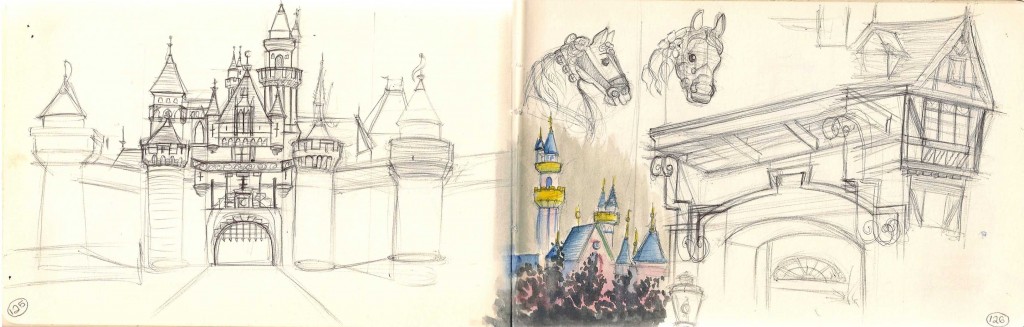 drawing of Sleeping Beauty's Castle in Disneyland