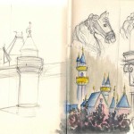 drawing of Sleeping Beauty's Castle in Disneyland