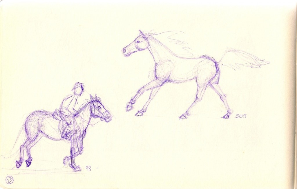 ballpoint pen sketches of horses
