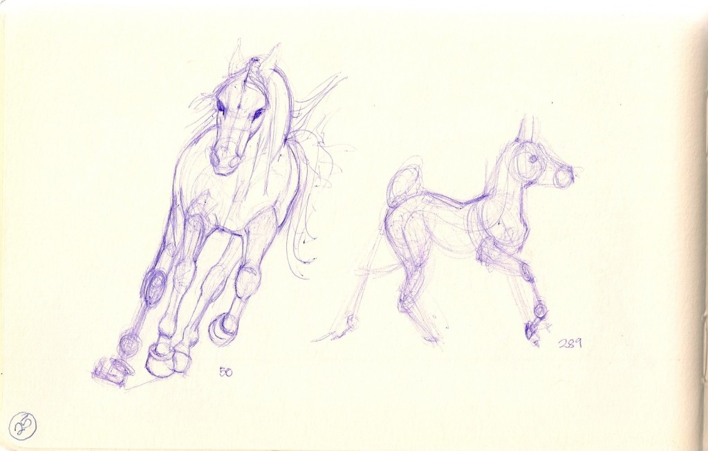 sketches of horses running