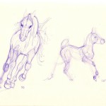 sketches of horses running