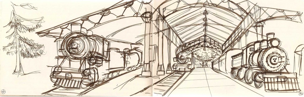 sketch of old steam engines