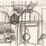 drawing inside of a cafe