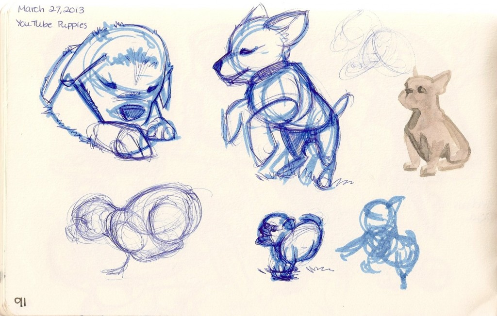 sketch of puppies