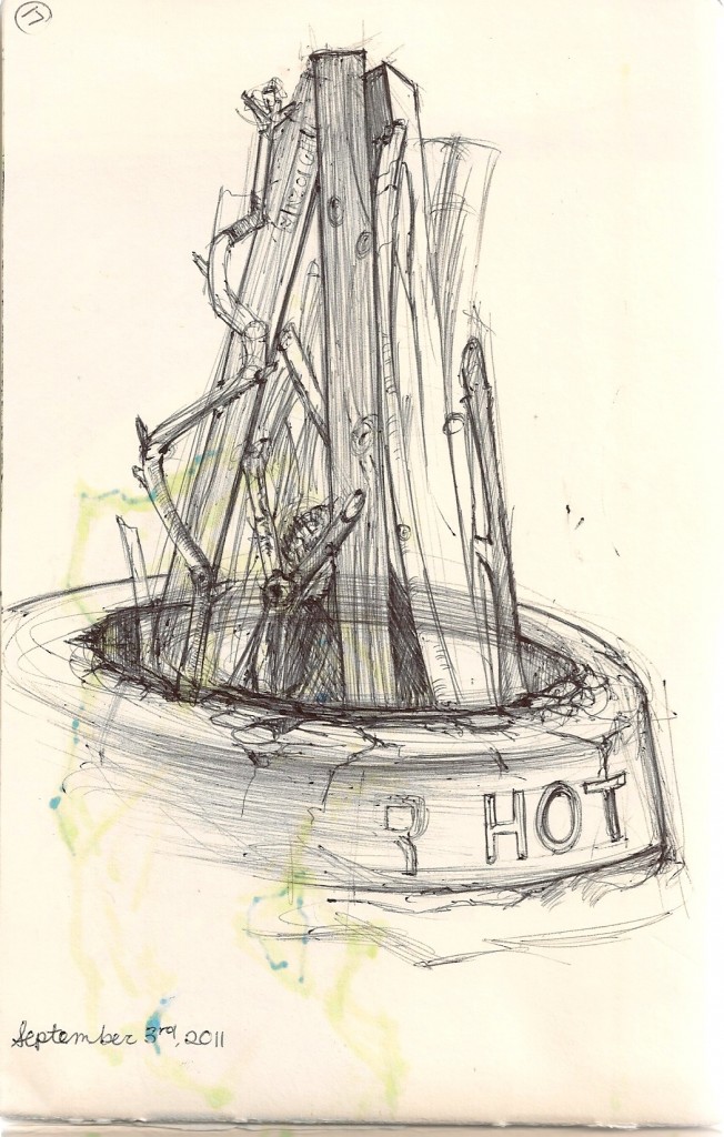 ballpoint fire pit sketch