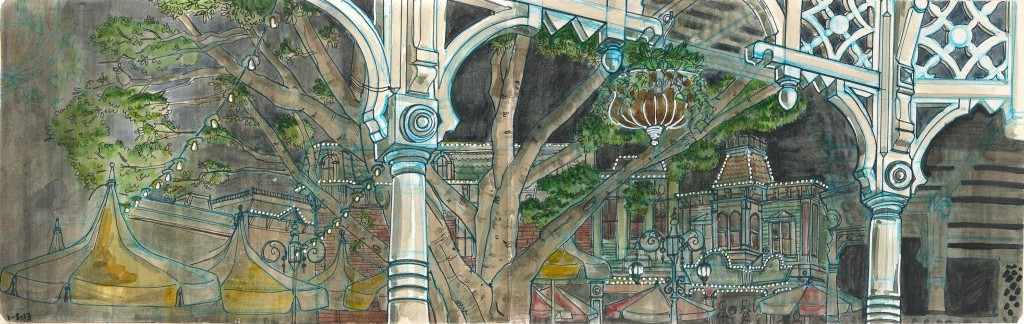 sketch of a Disneyland cafe