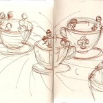 sketch of teacup ride at Disneyland
