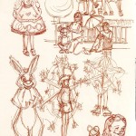 sketches of people at Disneyland