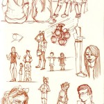 sketches of people at Disneyland