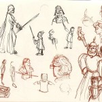 sketches of people at Disneyland