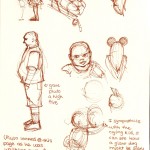 sketches of people at Disneyland