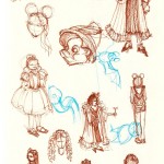 sketches of people at disneyland