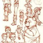 sketches of people at Disneyland