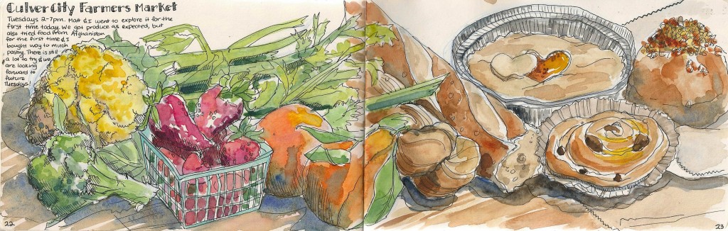 painting of produce and baked goods