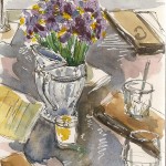 watercolor of a table