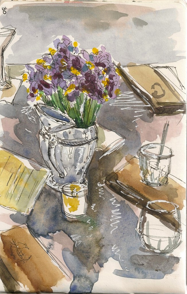 watercolor of a table