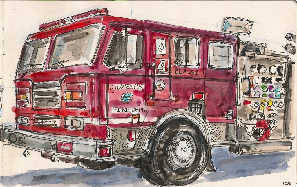 painting of a firetruck