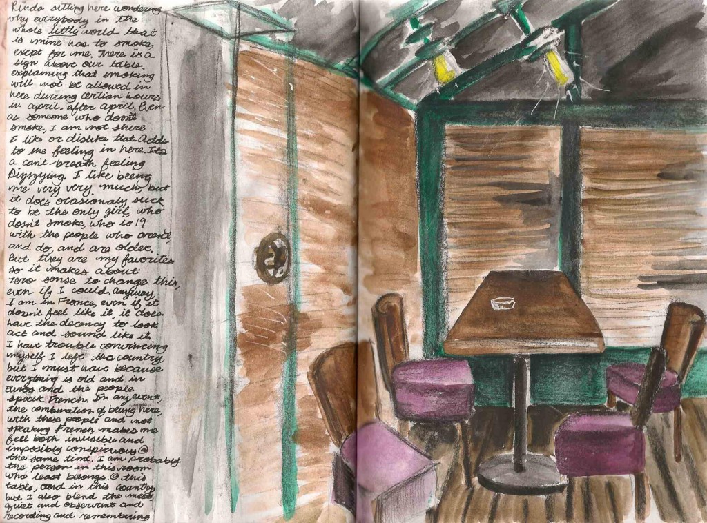 A sketch of the inside of a restaurant in Paris