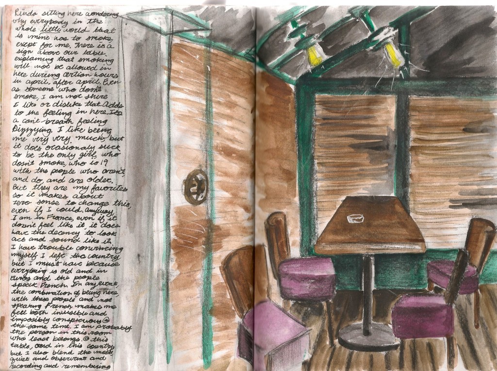 A sketch of the inside of a restaurant in Paris
