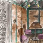 A sketch of the inside of a restaurant in Paris