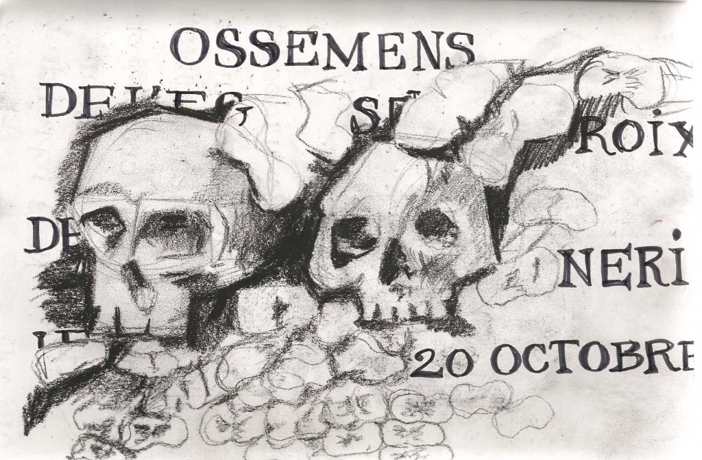 sketch of a skull and text