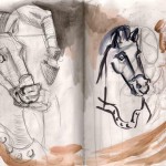 sketches of a statue of a horse