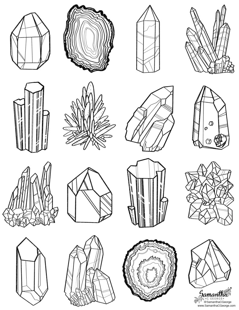 free coloring page of gem line art by Samantha C George